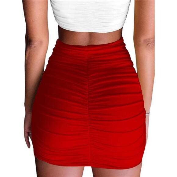 Women’s Stretch High-Waist Ruched Bodycon Mini Skirt - Picture 4 of 7
